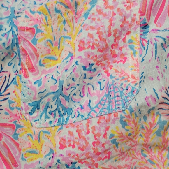 Lilly Pulitzer Splendor In The Sand 100% Linen Emora Pants Sz 00 - Picture 8 of 12